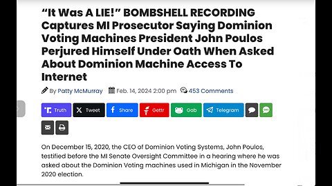 “It Was A LIE!” MI Prosecutor Saying Dominion Voting Machines President John Poulos Perjured Himself