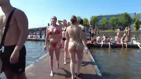 AMSTERDAM 2024 - BEACH WALK SUNBATHING AND REFRESHING CANAL DIPS 💦💦🥶