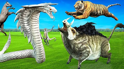विशाल कोबरा सांप का हमला बाघ और जंगल सुअर की हिंदी जनवार नैतिक कहानी Moral Story of Tiger Wild Boar