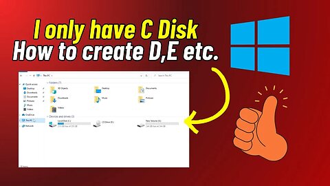 Windows laptop have only C drive, how to create D, E?