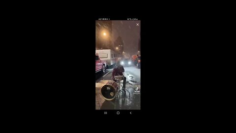 🇨🇦Canadian Playing Drums In Middle Of Street (literally) in Snow Storm🇨🇦