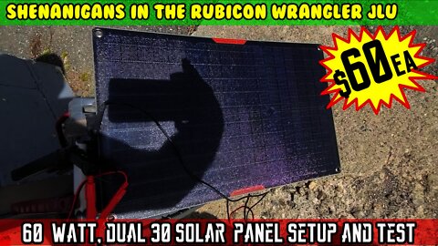 60 watt, (Dual 30) solar panel setup and test with compressor refrigerator. Wrangler application