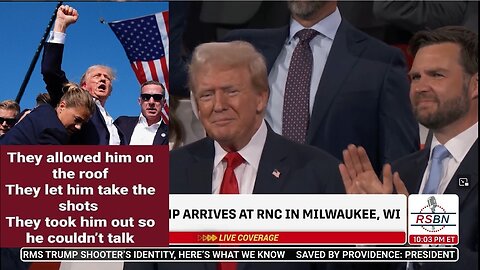 JUST AFTER BEING SHOT PRESIDENT TRUMP MAKES FIRST APPEARANCE AT RNC - 7/15/24