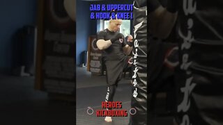 Heroes Training Center | Kickboxing & MMA "How To Double Up" Jab & Uppercut & Hook & Knee 1 #Shorts