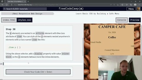 FreeCodeCamp Learn CSS by Building a Cafe Menu