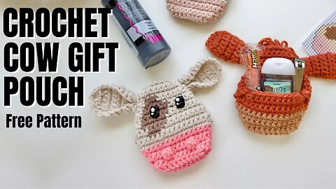Create This Cute Cow Gift Pocket - Free Crochet Tutorial!