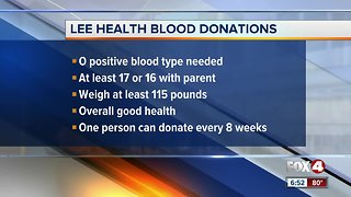 Lee Health in need of O Positive blood donations