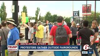 Trump protesters gather outside of Indiana State Fairgrounds during president's visit