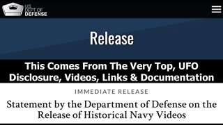 This Comes From The Very Top, UFO Disclosure, Videos, Links & Documentation, Direct from Navy & DoD