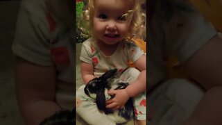 Cute baby with a bunny!