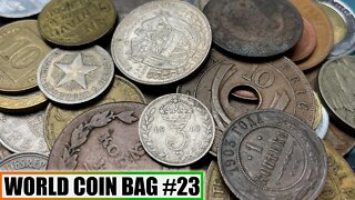 BETTER Silver (3 Coins) & CHUNKY Rare Copper Uncovered Searching Half Pound Of World Coins - Bag #23