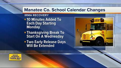 Manatee County updates school schedule after Hurricane Irma