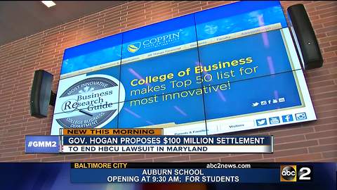 Hogan proposes settlement over HBCUs in Maryland