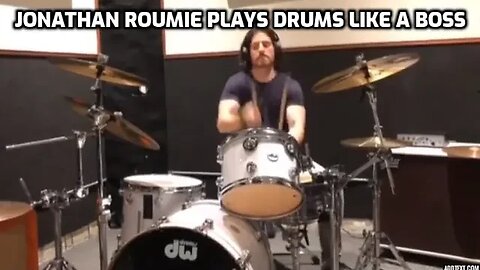 Jonathan Roumie rocks at drums more than five minutes with him playing the drums like a boss
