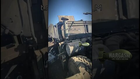 Trashed Ukrainian Humvee and Oshkosh vehicles