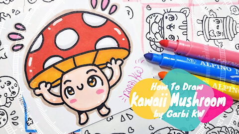 how to Draw Kawaii Mushroom - handmade drawings by Garbi KW