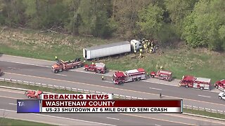 Two critical after major semi crash on US-23