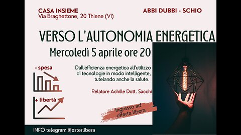 Abbi Dubbi Schio presenta il Dott. Achille Sacchi "VERSO L'AUTONOMIA ENERGETICA" (senza censure)