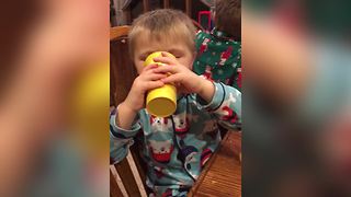 Young Boy Eats & Drinks While Sleeping