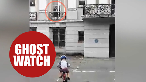 Video shows terrifying moment ghostly woman watches over boy cycling a car park