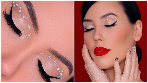 Retro Glam Makeup Tutorial | Red Lipstick + Crystals
