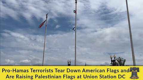 Pro-Hamas Terrorists Tear Down American Flags and Are Raising Palestinian Flags at Union Station DC