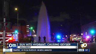 SUV hits fire hydrant in Hillcrest, causes geyser