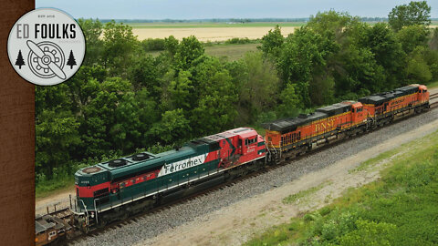 Westbound doubled up double stack train with an SD70ACe Ferromex unit
