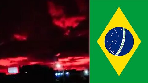 The cloudy sky over Curitiba Brazil is very red [mysterious]