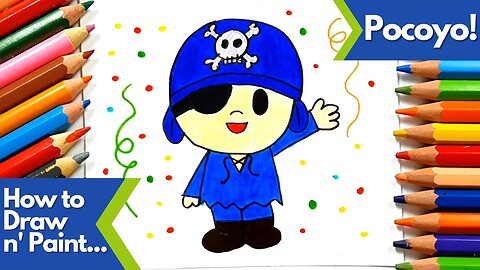How to draw and paint Pocoyo in a Carnival Costume