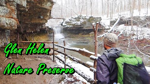 Tranquil, Serene Snowfall and Water Features of Glen Helen Nature Preserve in Yellow Springs, Ohio