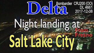 Night landing of Bombardier CRJ200(OO) at SLC Delta #DL4661