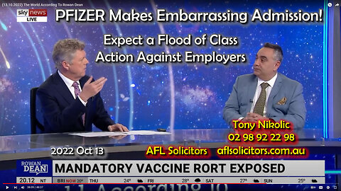 2022 OCT 13 PFIZER Makes Embarrassing Admission expect a flood of class action against employers