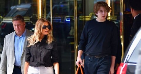Photos: 6-foot-7 Barron Trump Towers over Melania as they leave Trump Tower in NYC!