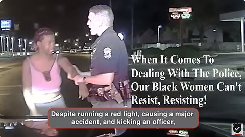 Black Queen Runs Redlight, Crashes Into Another Car, Blames Her Passenger Then Kicks A Cop!