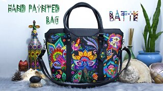 BATIK inspired hand-painted bag for my Mom's birthday | Time lapse process | Custom Painted Bag