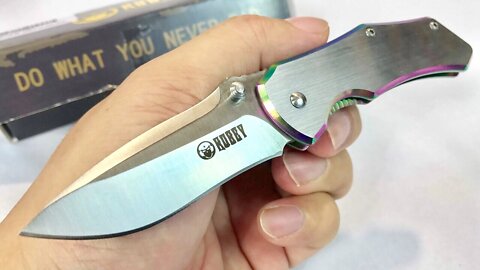 KUBEY Integral Lock Mini EDC Pocket Knife 12C27 Drop Point Blade Stainless Steel Handle review