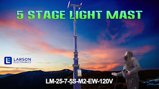 Five Stage Steel Light Mast - Electric Winch Mount LED, HID, Halogen, Metal Halide Fixtures