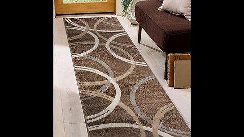 Rugshop Modern Wavy Circles Design Runner Rug