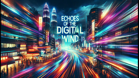 "Echoes of the Digital Wind - A Neon Symphony in the City Night"