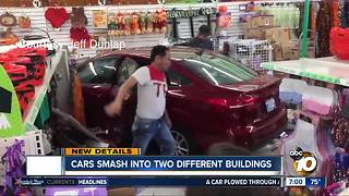 Cars smash into two different buildings in San Diego