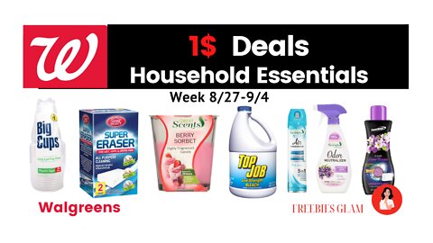 1$ Deals Household Essentials WALGREENS (8/28-9/4)