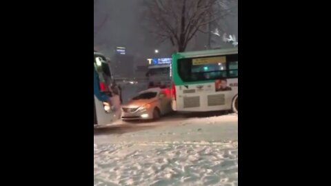 Accident in frozen road