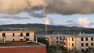 Beautiful Waterspout Filmed On Swiss Lake