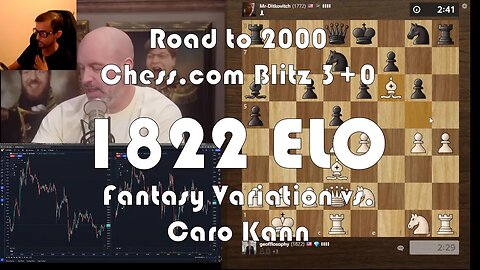 Road to 2000 #95 - 1822 ELO - Chess.com Blitz 3+0 - Fantasy Variation vs. Caro Kann