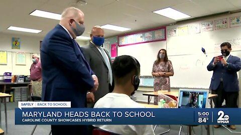 Hogan visits Caroline Co. students on their first day back to school