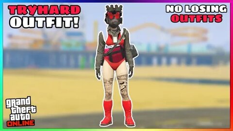 Red Duffel Bag Invisible Torso Glitch Female Tryhard Modded Outfit (GTA Online)