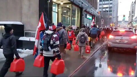 Canadians Carry Empty Jerry Cans Through Ottawa Streets 🍁