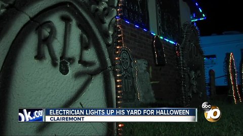 Clairemont electrician lights up yard for Halloween