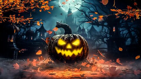 Autumn Village Halloween Ambience 🎃 Thunder sound + Night Nature Sound, 2023 Halloween Music